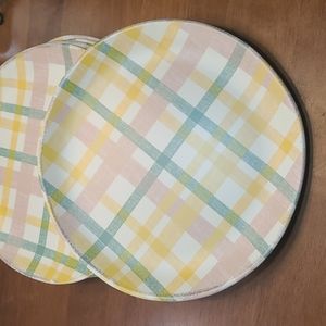 11" Dinner Plates Checkered Plaid Gingham Melamine Spring Summer